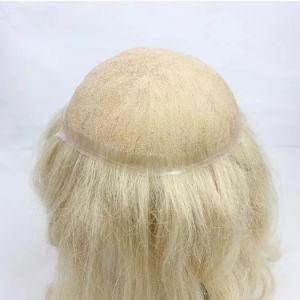 Factory Wholesale Straight Lace Men&prime;s Remy Virgin Blonde Human Hair Toupees for Male