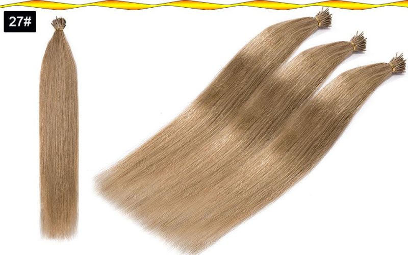 Human Hair Keratin Capsules Pre Bonded I Tip Hair Extensions