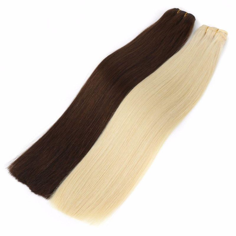 Double Drawn 2020 Hot Sale European Straight Human Hair Weaving Straight Remy Hair Extension 10A Grade Straight Hair Weft