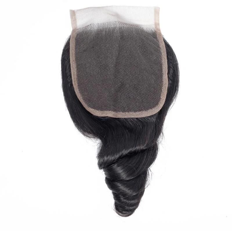 Kbeth Silky Loose Wave Bundles with 4*4 Lace Closure 10A Grade Double Drawn Indian Remy Super Human Hair Extensions From China Factory