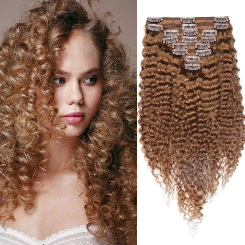 Kbeth Human Hair Extension for Women Golden Brown Color Luxery 2021 Fashion Kinky Curly Sexy Bouncy 100% Brazilian Real Remy Human Hair Extensions in Stock