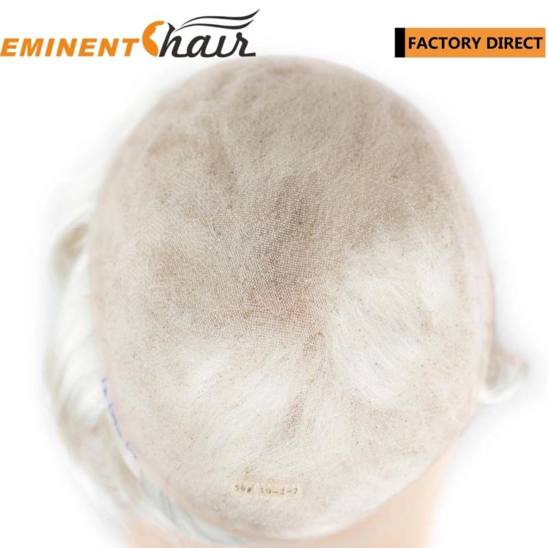 Full Lace Men′ S Grey Hair Toupee Natural Effect