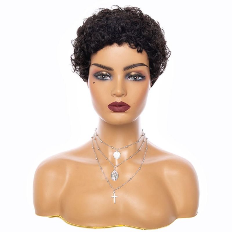 Black Color Pixie Cut Wigs Short Hair Wig Heat Resistant Fiber Synthetic for Black Women