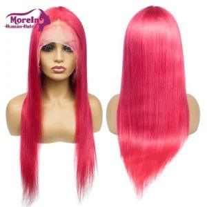 Rose Red Colorful Straight 100% Human Remy Hair Glueless Frontal Lace/Full Lace Wig