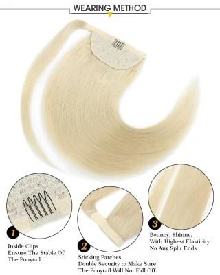 Free Sample Real 613 Raw Blonde Indian Hair, Blonde Human Hair Extension Weave Ponytail