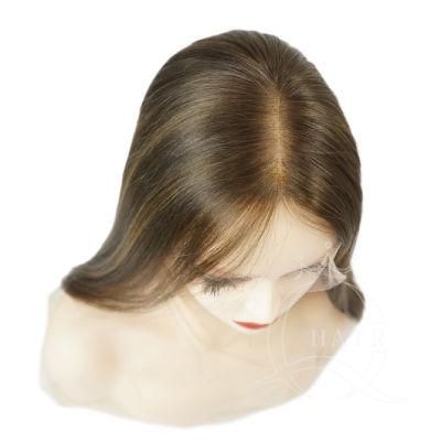 China Wig Factory Wholesell Best Quality Human Virgin Hair Made Brown Color No Layer Custom Wig Human Hair Wig Lace Top Wig for Ladies