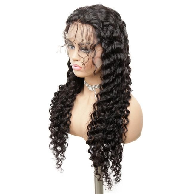 Transparent Thin Fim 13X4 HD Fine Swiss Pre Plucked Brazilian Deep Curl Lace Frontal Human Hair Wigs