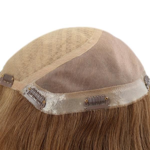 Custom Ladies Mono and Silk Top High Quality Natural Hair Toupee