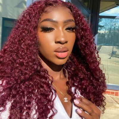 99j Burgundy Red Curly Wave 13X4 Lace Front Wig