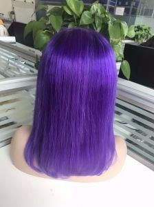 Wholesale Straight Brazilian/ Indian Remy Hair Lace Bob Wigs #1b/Purple Color