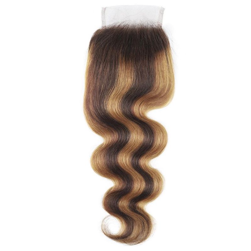 9A Brazilian Hair Ombre 4*4 Lace Frontal Closure Body Wave Hair Weaving