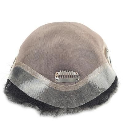 Mono with Npu Back Sides and Clear PU Front Natural Toupee