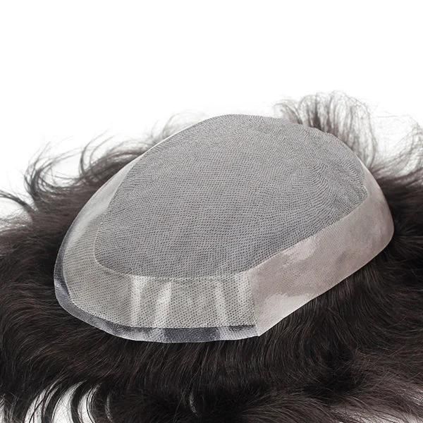 Silk Mono with Poly Around Men′s Toupee