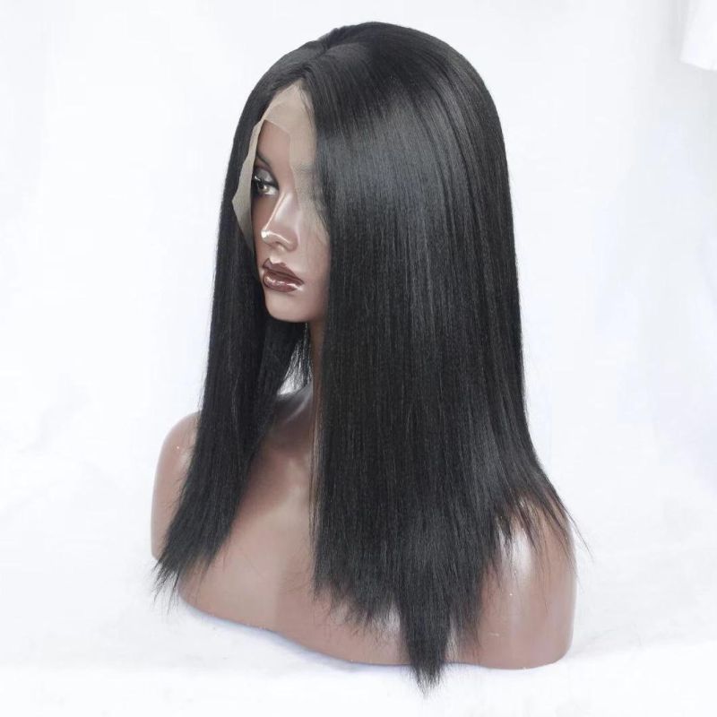 Competitive Price Synthetic Wig Lace Front Kanekalon Natural Black Synthetic Long Straight Hair Wig