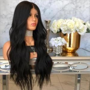 High Quality Vigorous 12-28 Inches Middle Part Long Straight Black Hair Wig Synthetic Wigs for Black Women Heat Resistant Fiber