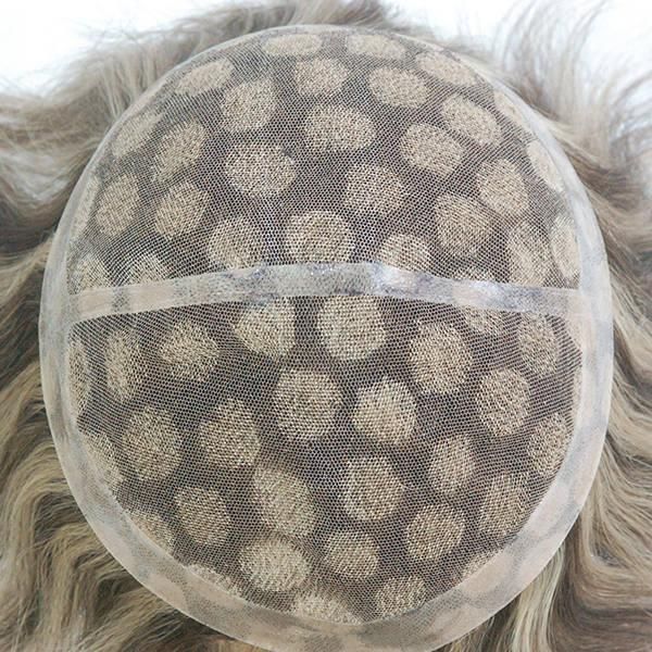 Men′s Hair Replacement French Lace with Clear PU Around with Spot Highlight