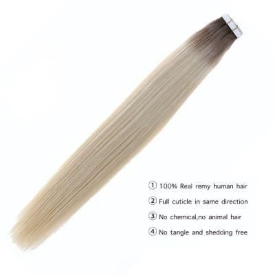 Human Hair Tape Extensions Ombre Color Machine Remy Adhesive Brazilian Hair 100% Real Human Hair Seamless Tape Hair