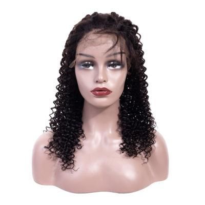 150% Density Human Hair Wig Kinky Curly Lace Front Wigs 14inch Natural Color