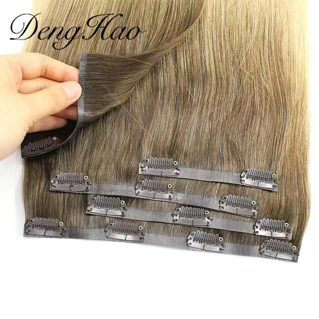 Double Drawn Clip in Hair Extensions 100% Remy Human Hair Indian Hair Clip Hair Seamless Clip in Hair Extension Virgin Hair Clip in Extensions Thick End Hair
