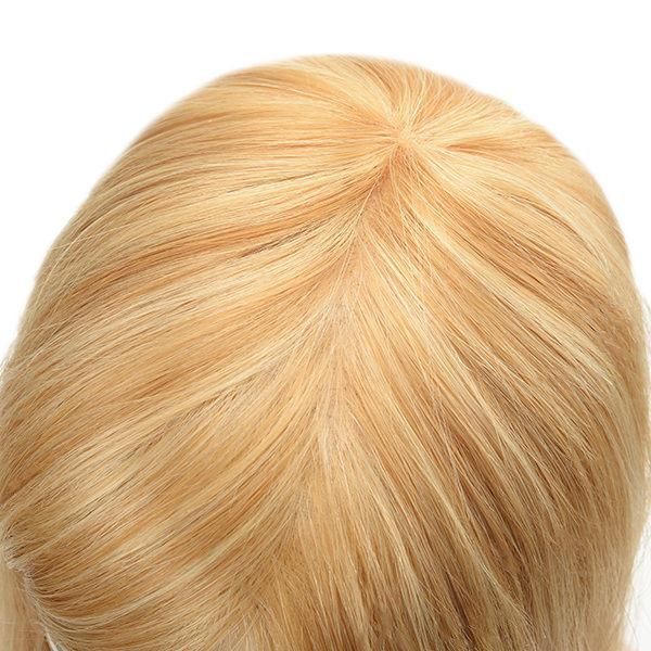 Women Hair Systems French Lace with PU Around and Highlight Color
