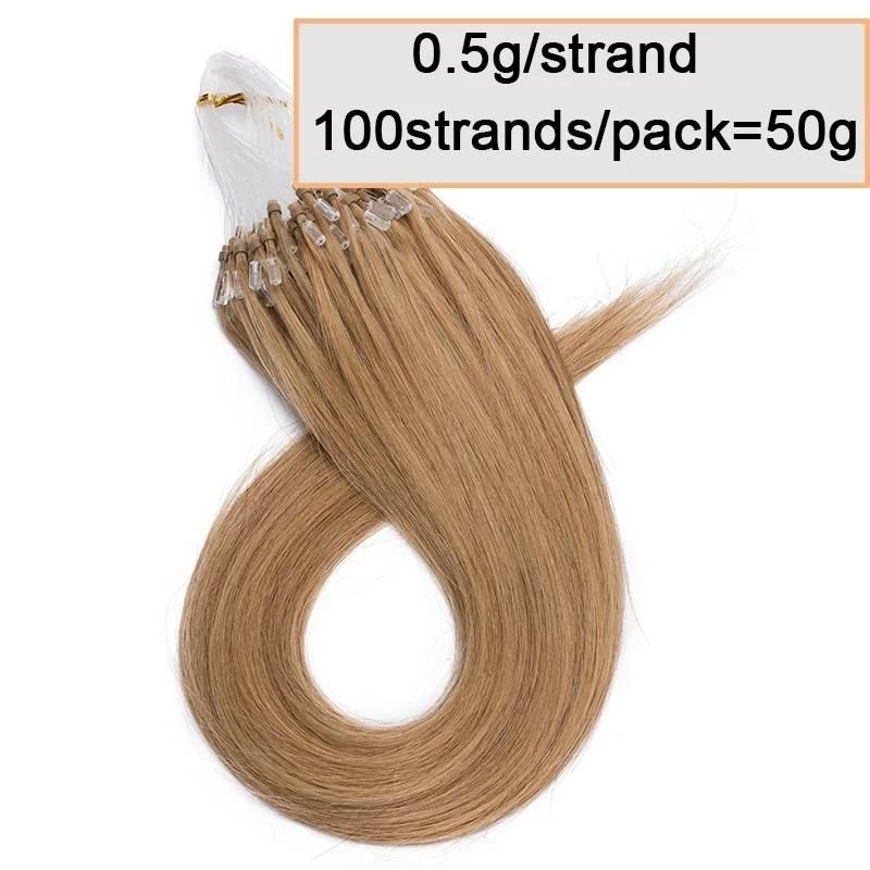 60# Platinum Blonde 18" 0.5g/S 100PCS Straight Micro Bead Hair Extensions Non-Remy Micro Loop Human Hair Extensions Micro Ring Extensions