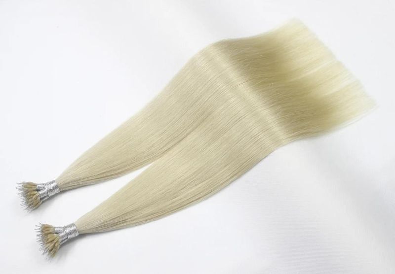 Nano Ring Extensions Brazilian Straight Human Hair Bundles 613 Color Remy Human Hair Extensions