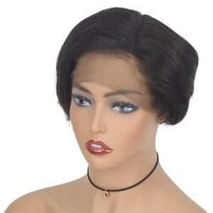 Morein Cuticle Aligned Hair 6 Inch 1b Short Human Hair Pixie Cut Lace Wig