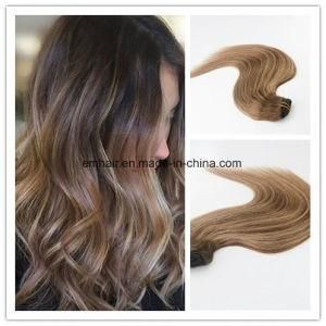 Wholesale Price Balayage Color #4#27 Best Selling Virgin Hair Straight Human Hair Clip in Hair Extension