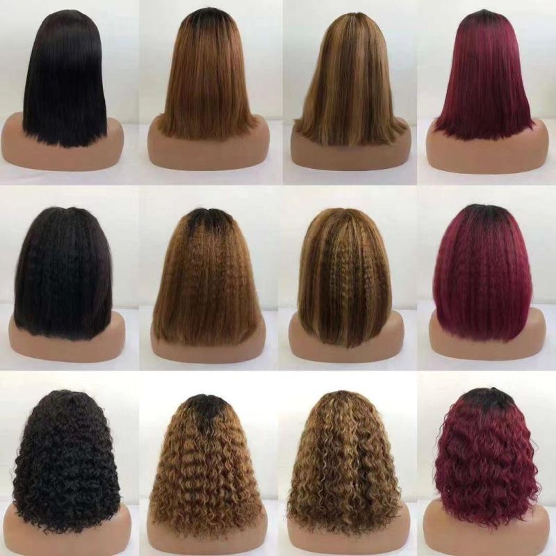 Wholesale Glueless Peruvian HD Short Lace Bob Wigs Lace Closure Bob Wigs New Arrival Curly Virgin Human Hair Lace Frontal Wig