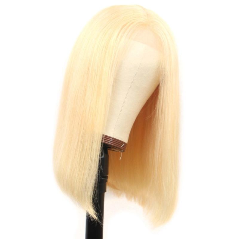 4X4 13X4 613 Honey Blonde Colored Brazilian Remy Straight Bob Lace Front Human Hair Wig Lace Frontal Wigs for Women
