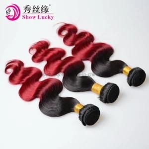 Beauty Hair Style Colored Ombre 1b/Burgundy Red 99j Remy Peruvian Human Virgin Hair Weave Body Wave for Women