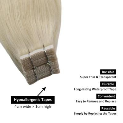Human Hair Tape Extensions European Natural Seamless Skin Weft 14&quot; Black Brown Blonde 100% Virgin Remy Hair 40 PCS
