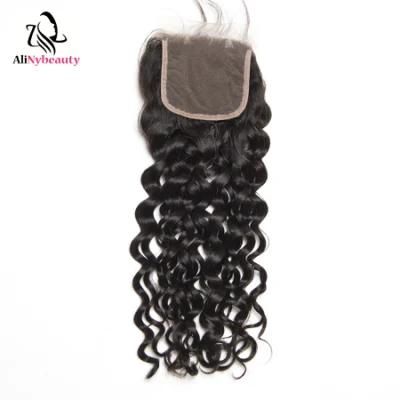 Alinybeauty 10A Water Wave Closure, 4 by 4 Hair Closure Wholesale Price Overnight Shipping