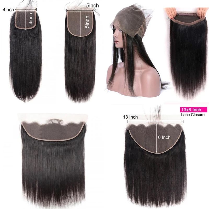 13X4 13X6 360 Lace Frontal Closure Brazilian Straight Hair 4X4 5X5 Lace Closure Transparent Lace Frontal Hand Tied Lace Closure Preplucked with Natural Hairline