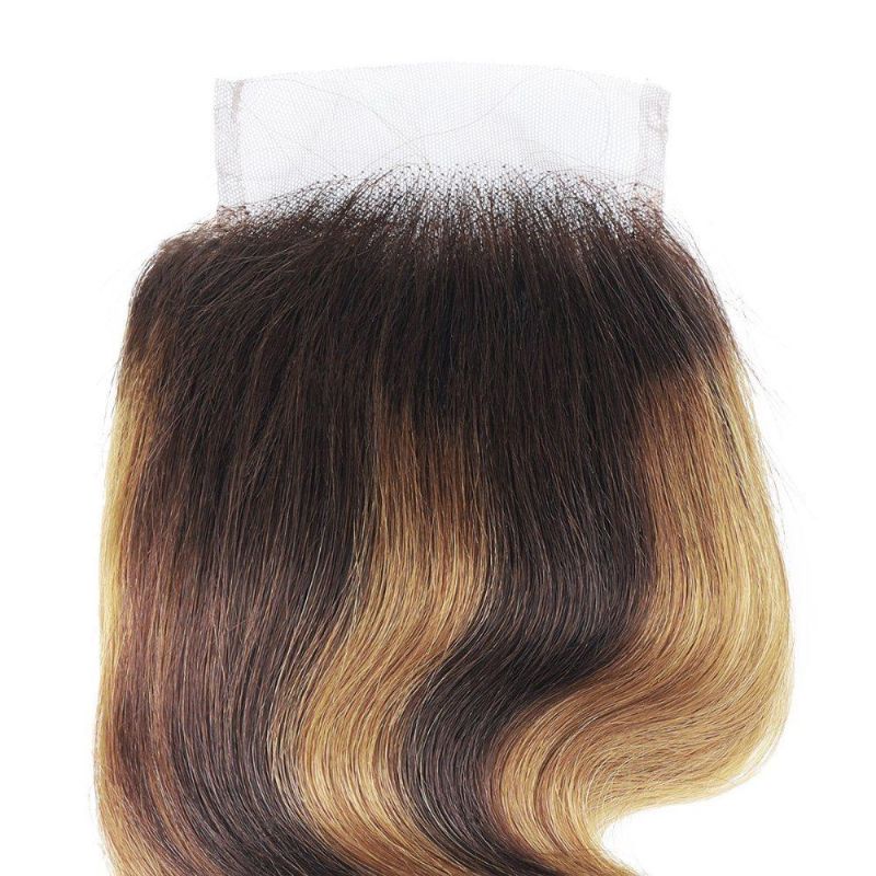 9A Brazilian Hair Ombre 4*4 Lace Frontal Closure Body Wave Hair Weaving
