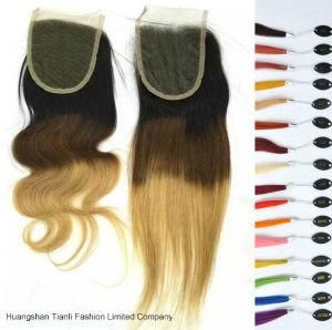 7A Virgin Hair Ombre Color Lace Closure Brown 3tone