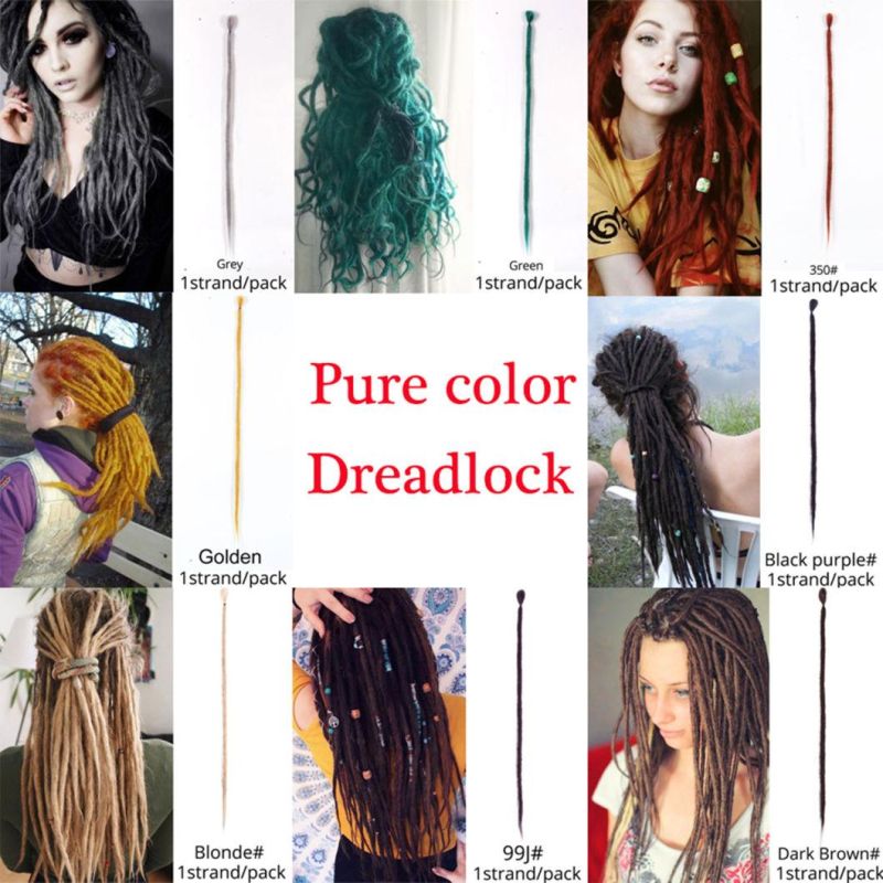 Handmade Hair Extensions Dreadlocks Synthetic Crochet Braid Hair Extension for Men and Women Hip Hop Hairstyle 1 Root