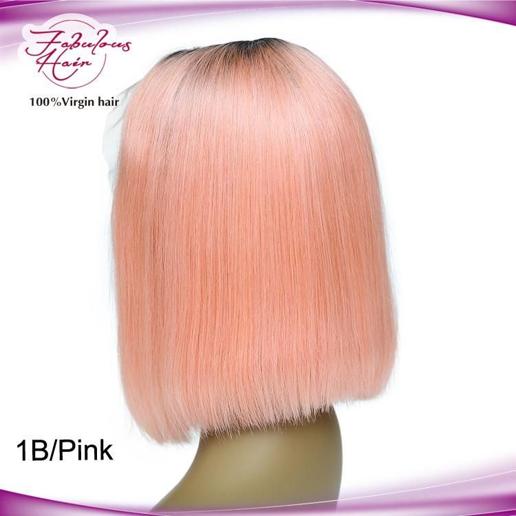 Unprocessed Aliexpress Malaysian 1b/Pink Color Lace Bob Wig