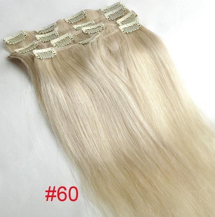 Mixed Color Clip on Hair Extensions Human Hair Clip in Hair Extension (AV-CH009-M8-613)