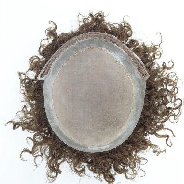 Fine Mono with Clear PU Around Lace Front Men′s Hair Toupees