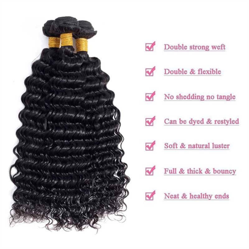 Kbeth 8-30inch Deep Wave Human Hair Extension 10A Grade Cheap Brazilian Hair Bundles Free Sample Hair Bundles for Women