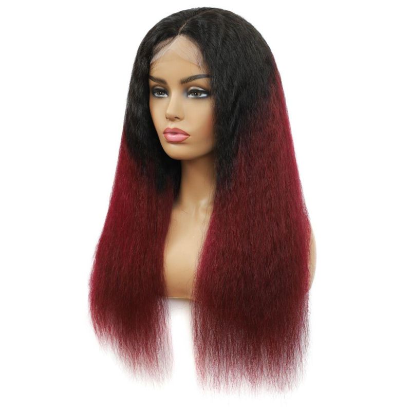 Kbeth Long Human Hair Wig Kinky Curly for Black Women Red Back Color 2021 Fashion 100% Remy Virgin Hair Full Lace Wigs China Factory Wholesale