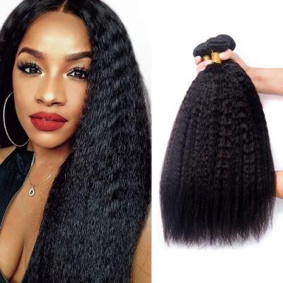 Luxuve Wholesale Unprocessed Yaki Weft Natural Black Brazilian Virgin Silk 4c Kinky Straight Human Hair Bundles