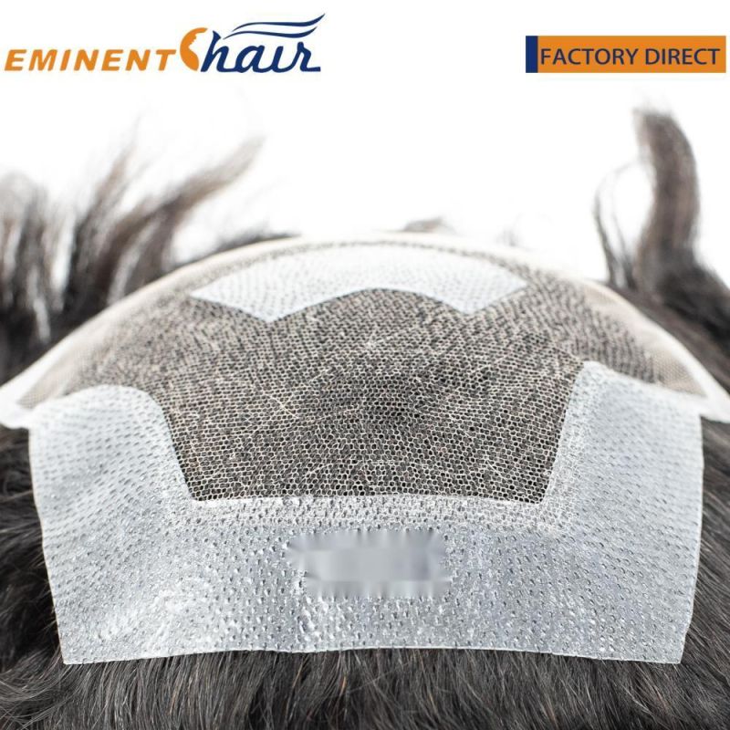 French Lace with Thin Skin Sides and Back Natural Male Human Hair Toupee