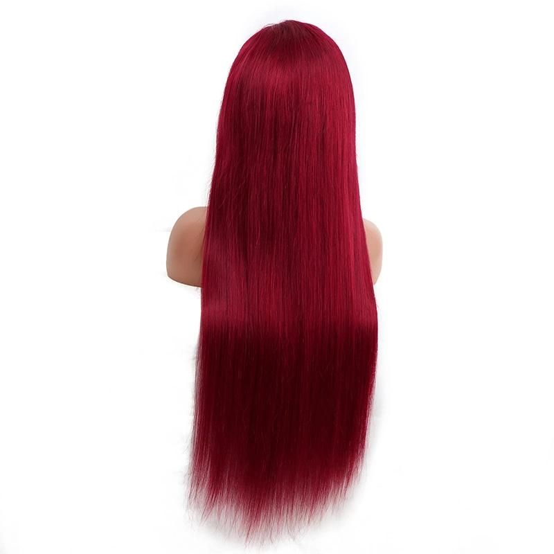 Red Transparent Lace Front Wigs Virgin Straight Full Lace Wig for Human