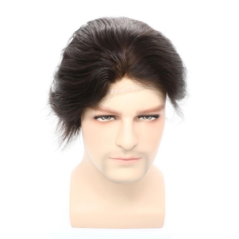 Stock Men′s Human Hair Lace Hair Replacement