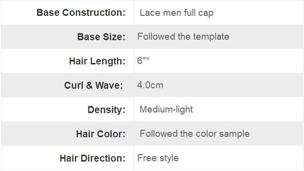 French Lace & Thin PU High Quality Men′s Toupee Hair Replacment Solution
