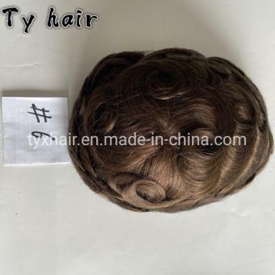Full Skin V-Looped Hair Replacement System Toupee for Men 0.08-0.10mm Base Durable Knots Wig