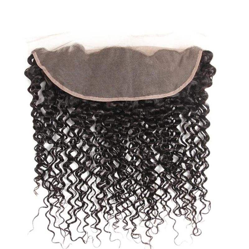 Lace Frontal Curly 13X4 Brizilian Virgin Human Hair Closure Curly Wave Hair Closure Natural Black Color Hair Extention 10 Inch