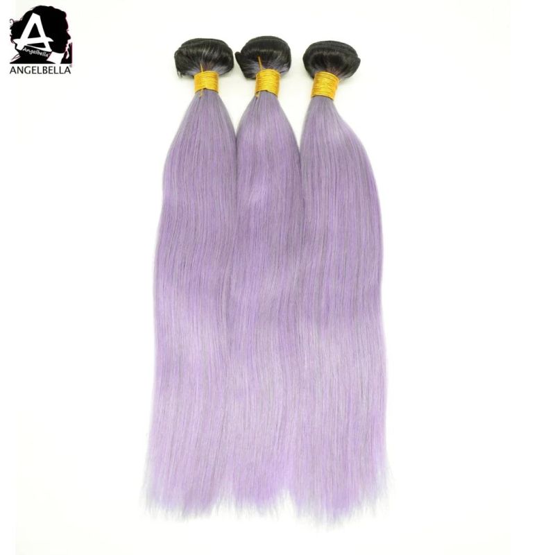 Angelbella Hotsales Human Hair Weft Pink/Green/Purple Chinese Remy Hair Weave